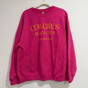 Charlie Southern Cowgirls Beach Club Hot Pink Crewneck Sweatshirt